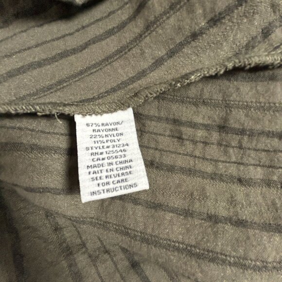 Habitat Womens Olive Green Striped Swing Jacket Medium 3/4 Sleeve Unique Buttons - Picture 4 of 8
